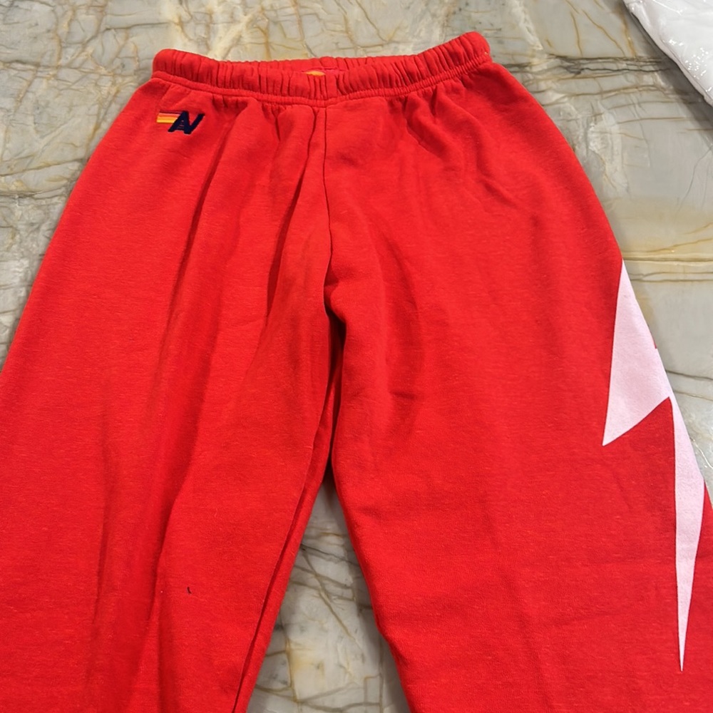 Aviator Nation, red lighting bold sweatpants, new with tags
